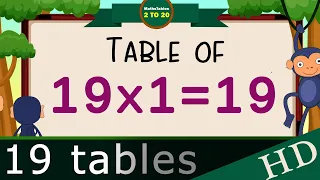 19x1=19 Multiplication, Table of Nineteen Tables Song Multiplication Time of tables  - MathsTables