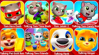 Talking Tom Hero Dash, Tom Gold Run, Talking Hank, Talking Tom Blast Park, Talking Pet Gold Run...