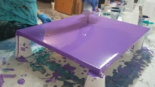 Acrylic Pouring Technique - The Purple Dirty Pour