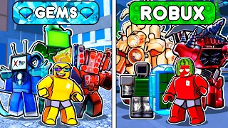 GEMS vs ROBUX Units In TOILET TOWER DEFENSE