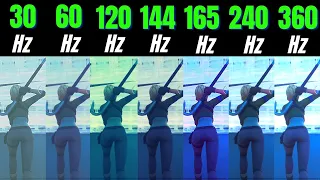 Fortnite 30Hz vs 60Hz vs 120Hz vs 144Hz vs 165Hz vs 240Hz vs 360Hz