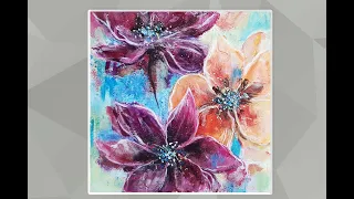 Very Easy  acrylic painting/  Textured  Flowers  For Beginners / Step by Step /MariArtHome