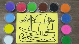 Tô Màu Tranh Cát Chiếc Thuyền Sắc Màu - Colored Sand Painting Colorful Boat - Chị Tiên Nhỏ