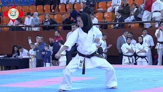 Seienchin kata in Kyokushin karate, participant Fateme Rastegar, Yerevan 2019