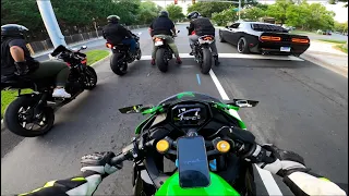 Tuned ZX4RR chasing 1000cc bikes