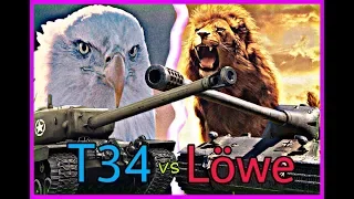 WoT Blitz | Т34 VS Löwe | крепкий орешек против немецкой точности