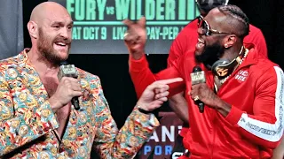 TYSON FURY GOES IN ON DEONTAY WILDER ABOUT CHEATING ACCUSATIONS IN HEATED BACK AND FORTH AT PRESSER