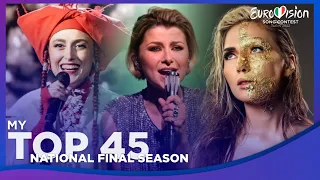 Eurovision 2022: National Final Season | My Top 45 (New Countries: 🇩🇰🇦🇺🇭🇷🇫🇷🇷🇸)