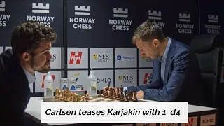 Carlsen switches from 1.d4 to 1.e4 just at the Last Moment to tease Karjakin || Norway Chess 2021