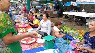 Asian street food in Vang Vieng laos market ( Vientiane Province ) 🔴 Laos food วังเวียง