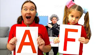 Ruby and Bonnie pretend play school lessons with granny