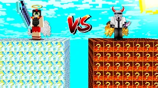 DESAFÍO DE LUCKY BLOCK de DIOS vs INFIERNO 😱 CARRERA de LUCKY BLOCK en MINECRAFT