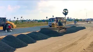 Amazing Operator Skill !!Old Komatsu Dozer Pushing Gravel Build New Road