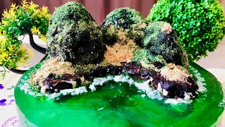 Island cake tutorial | Chocolate Island Jelly cake I Ocean jello cake | How to make an Island cake