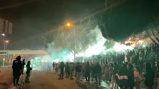 Receção dos adeptos à chegada do autocarro do Sporting CP após o jogo frente ao Rio Ave.