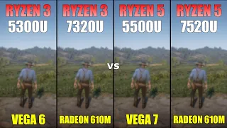 Ryzen 3 5300U vs Ryzen 3 7320U vs Ryzen 5 5500U vs Ryzen 5 7520U - Gaming Test