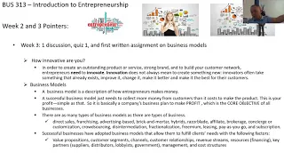 Instructional Guidance for Week 3 of Bus 313 - Introduction to Entrepreneurship