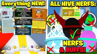 EVERYTHING YOU MISSED! NERFS/BUFFS/PRICE/STAT/ HIVE COLOR CHANGES (NEW UPDATE BSS)