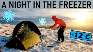 A COLD UK winter wild camp in the snow and ice | Black Mountains in Wales | Freezing night camping