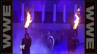 The Undertaker uses his powers to destroy the ring while Kurt Angle is in it: Royal Rumble 2006