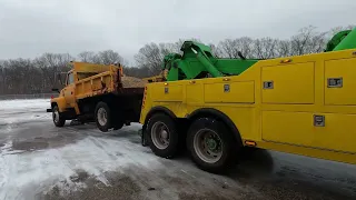 Mad Backing Skills! Towing a HUGE plow truck into a small garage