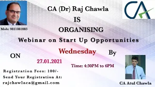 Webinar on startups and opportunities