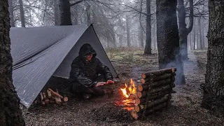 Solo Tarp Camping In Heavy Rain Video Compilation