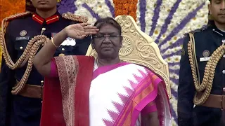 President Droupadi Murmu unfurls the National flag on the occasion of 74th Republic Day.