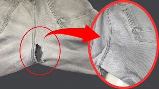 A magic solution to fix a hole in jeans between the legs in a way that will surprise you .