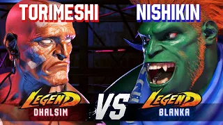 SF6 ▰ TORIMESHI (Dhalsim) vs NISHIKIN (Blanka) ▰ High Level Gameplay