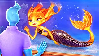 Ember and Wade from ELEMENTAL have Children! Ember Become MERMAID! Fire vs Water Parenting Hacks