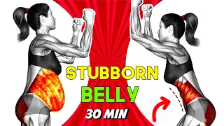 REDUCE Your 'DONUT BELLY' in Just 5 Weeks ➜ 30 Minutes STANDING Workout | Lose Stubborn Belly Fat