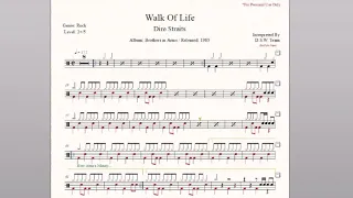 Drum Score - Dire Straits - Walk Of Life (sample)