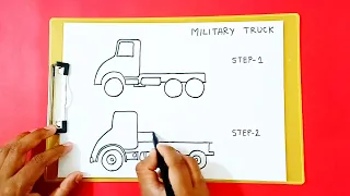 Military truck drawing/step by step drawing/easy drawing/kids drawing.