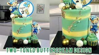 Simple two-toned buttercream birthday cake decoration/ beginners friendly