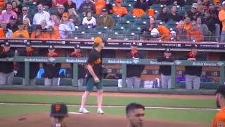 Lars Ulrich throws first pitch at Giants vs Marlins game