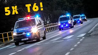 Alarmowo kolumna 5x Volkswagenów T6 | Policja na sygnale