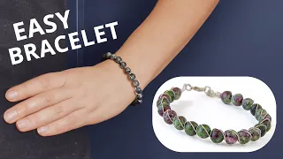 How To Make a Beaded Wire Bracelet - Easy Beginners Jewelry Tutorial