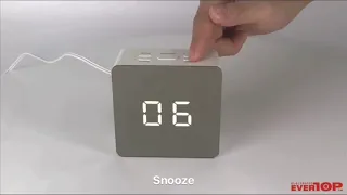 Square mirror LED table alarm clock ET522