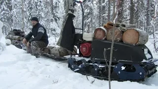 Мотобуксировщик "Барс следопыт" поездка за дровами в тайгу.