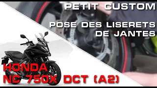 Honda NC 750X DCT (A2) 2023 : Je pose mes liserets de jantes !