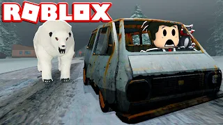 LOKIS NO CARRO QUEBRADO COM URSO POLAR | Roblox - A snowy trip