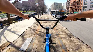 RIDING BMX ON TOP OF MOVING 18 WHEELERS IN NYC 5