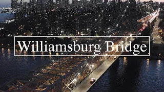 Drone Williamsburg Bridge night, 4k