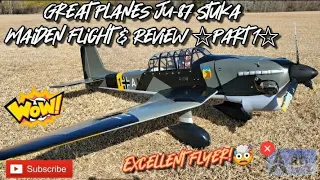 Great Planes JU-87 Stuka Maiden Flight & Review