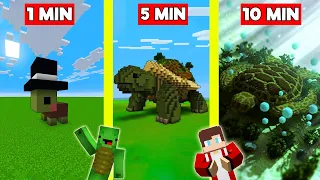 TURTLE BUILD BATTLE In Minecraft - NOOB VS PRO CHALLENGE - Maizen Mizen Mazien Parody