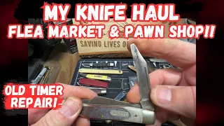 My Knife Haul from the Flea Market & Reviving an Old Timer!