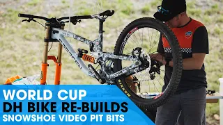 WORLD CUP DOWNHILL BIKE BUILDS - PIT BITS from Snowshoe, West Virginia