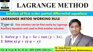 Lagrange Method for Partial Differential Equations | Lagrange Method PDE | Type 2 Questions