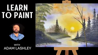 A Golden Sunset | Wet on Wet Oil Painting | Paint with Adam